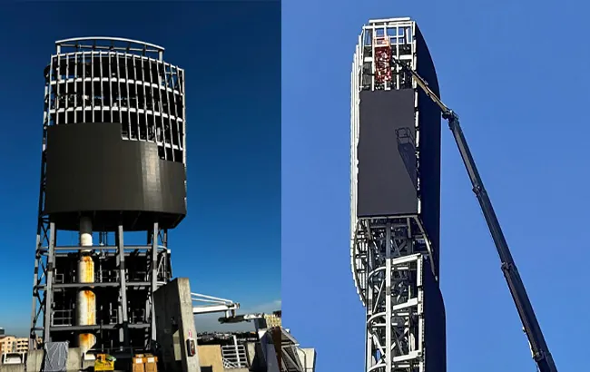 Crypto.com Arena steel signage towers fabricated by CW Industries Long Beach